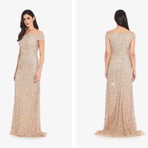 Adrianna Papell Sequin Gown, Champagne, Size 10